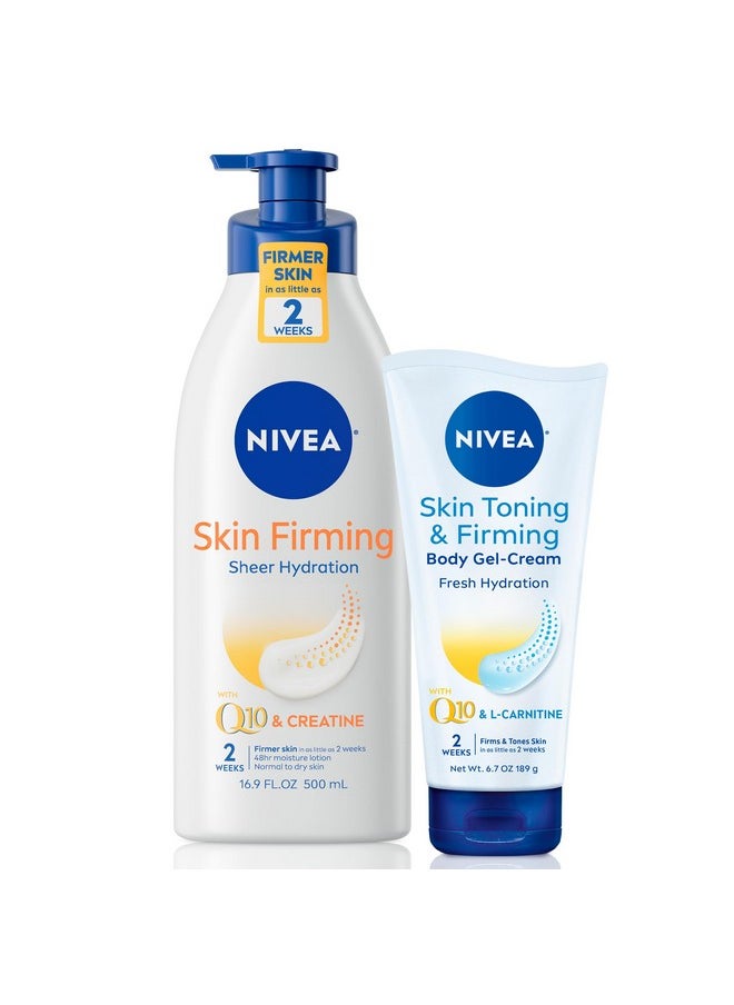 NIVEA Skin Firming Body Lotion Variety Pack with 16.9 Fl Oz Hydrating Body Lotion and 6.7 Oz Skin Firming Gel Cream