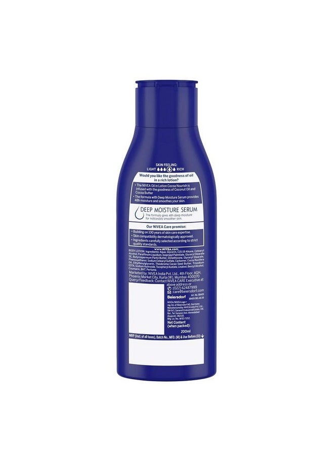 Nivea Cocoa Nourish Oil In Lotion, Pack of 3 (200ml, Dry Skin)