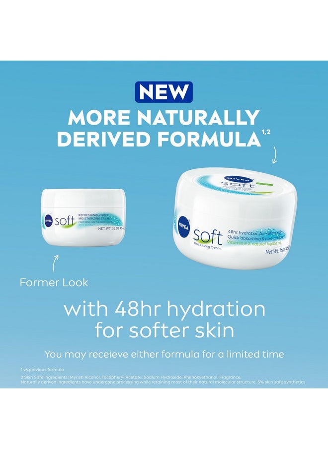 NIVEA Soft Refreshingly Soft Moisturizing Cream, Lightweight Body Moisturizer for Face, Body and Hands, Body Cream Enriched with Jojoba Oil and Vitamin E, 16 Oz Jar
