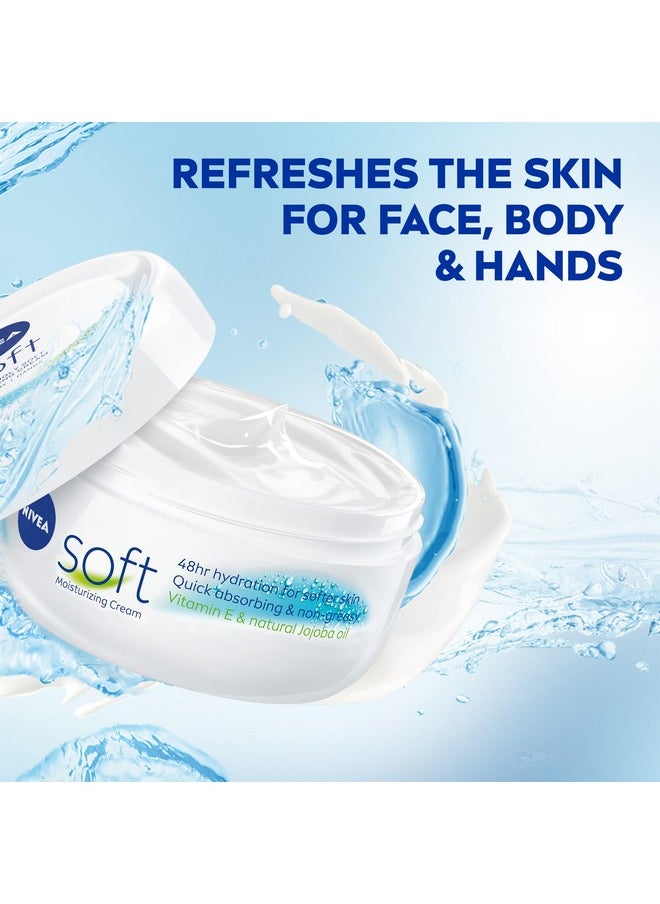 NIVEA Soft Refreshingly Soft Moisturizing Cream, Lightweight Body Moisturizer for Face, Body and Hands, Body Cream Enriched with Jojoba Oil and Vitamin E, 16 Oz Jar