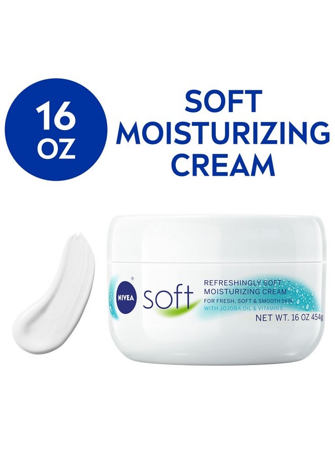 NIVEA Soft Refreshingly Soft Moisturizing Cream, Lightweight Body Moisturizer for Face, Body and Hands, Body Cream Enriched with Jojoba Oil and Vitamin E, 16 Oz Jar
