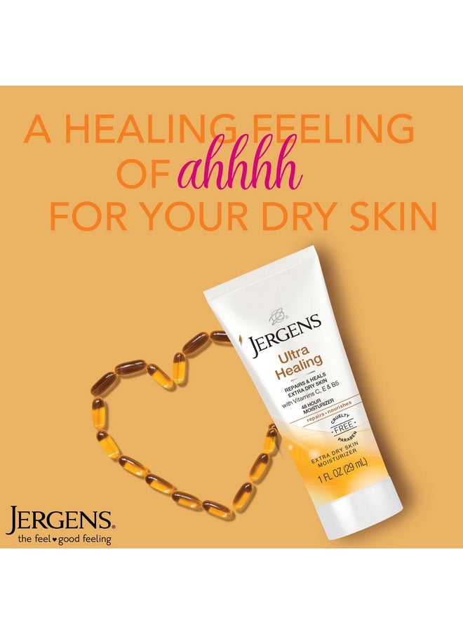 Jergens Ultra Healing Dry Skin Moisturizer, Travel Size Body and Hand Lotion, for Extra Dry Skin, Use After Washing Hands, HYDRALUCENCE blend, Vitamins C, E, B5, 1 Fl Oz (Pack of 24)