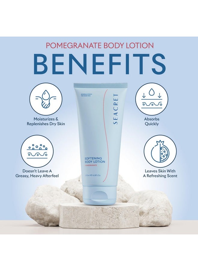 SEACRET POMEGRANATE BODY LOTION: Daily Moisturizing Lotion with Dead Sea Minerals, Chamomile, Avocado Oil, Aloe Vera, Vitamin A & E for All Skin Types, 6.8 Oz