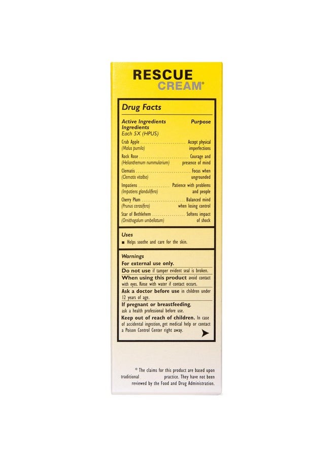 Bach RESCUE Cream, Hydrating Skincare for Hands, Body and Face, Shea Butter, Homeopathic Stress Relief Flower Essences, Fragrance-Free, Paraben-Free, Holiday Stocking Stuffer, 30g