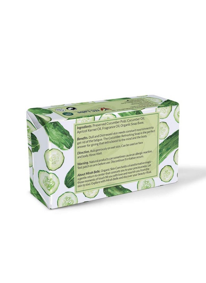 Mirah Belle - Organic Cucumber Refreshing Soap Bar (125 gm) - Cooling, Acne, Pimples, Breakouts - Natural, Vegan
