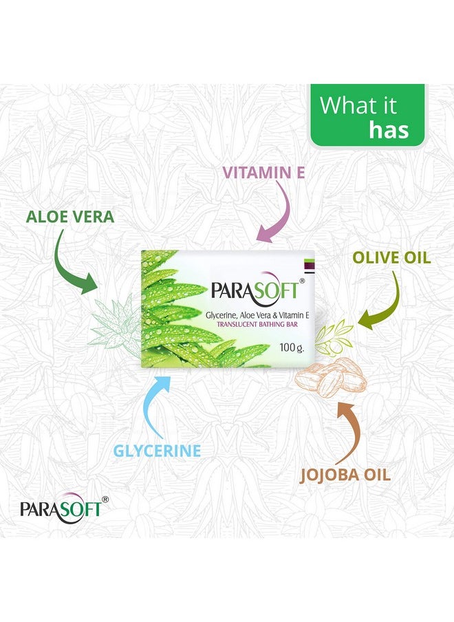 Parasoft Daily Skin Nourishing & Moisturising Bathing Bar with Goodness of Aloe Vera, Glycerine & Vitamin E For Dry & Sensitive Skin -100 gm (Pack of 5)