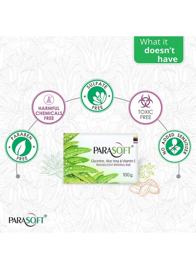 Parasoft Daily Skin Nourishing & Moisturising Bathing Bar with Goodness of Aloe Vera, Glycerine & Vitamin E For Dry & Sensitive Skin -100 gm (Pack of 5)