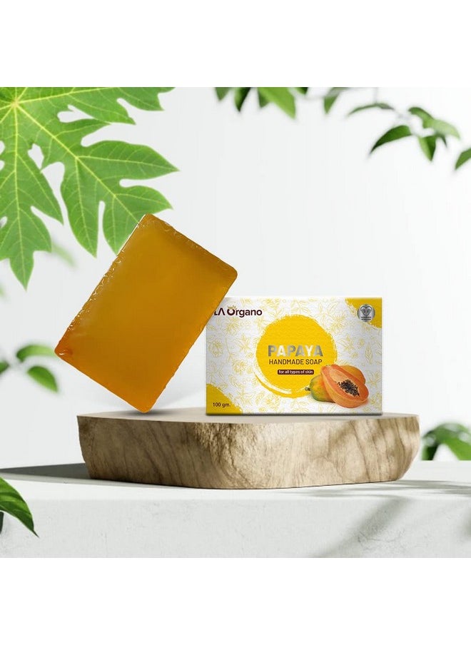 LA Organo Papaya Handmade Natural Bath Soap (Pack of 4) 400g