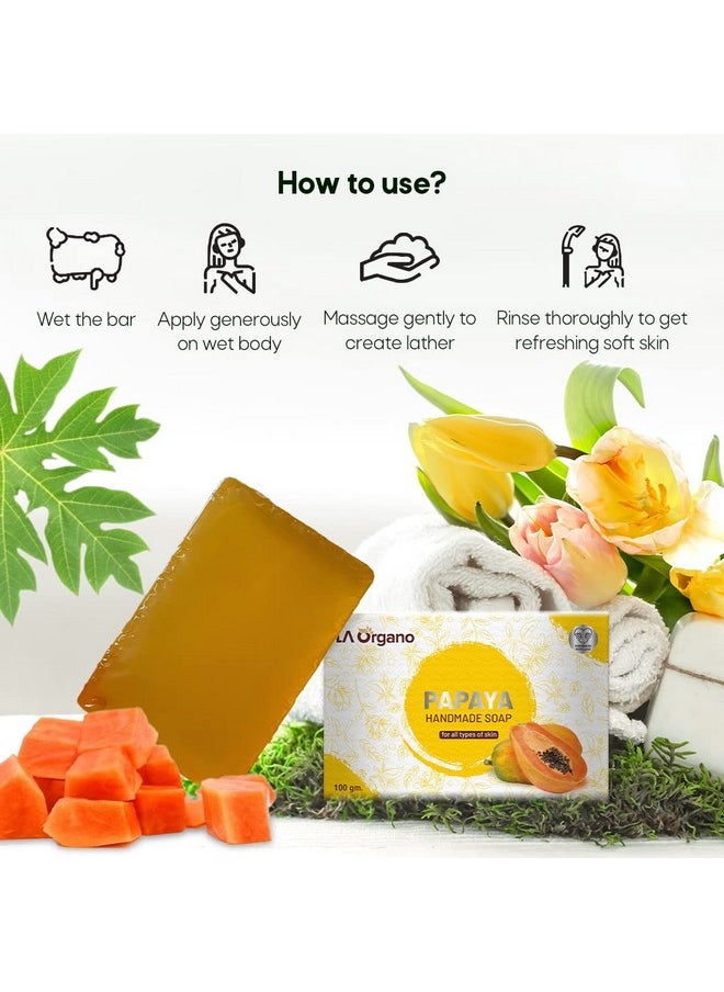 LA Organo Papaya Handmade Natural Bath Soap (Pack of 4) 400g