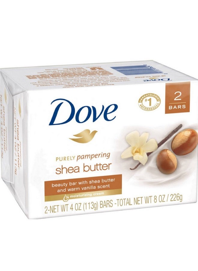 Dove Purely Pampering Shea Butter Beauty Bar, 2 Bar (Pack of 4)