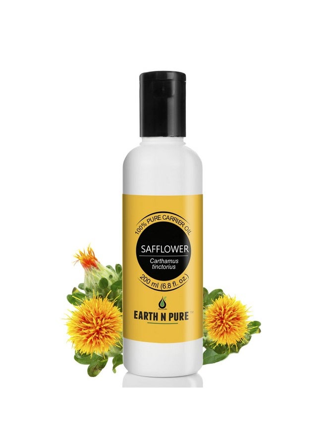 Earth N Pure Safflower Oil for Body Massage, Skin Care, Nails and Hair Growth | 200 ML