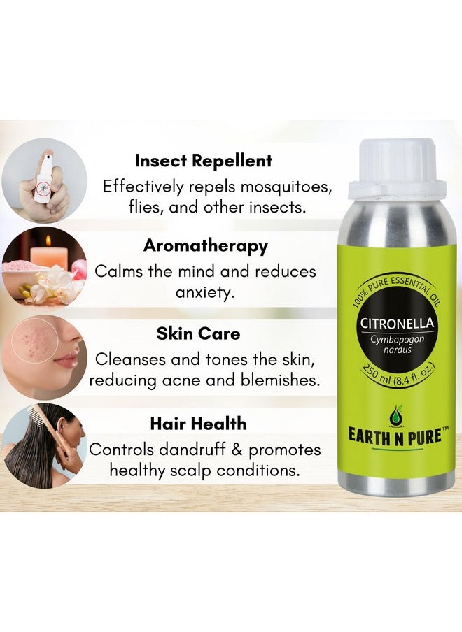 Earth N Pure Citronella Essential Oil Undiluted, Natural, Therapeutic Grade 250 ml