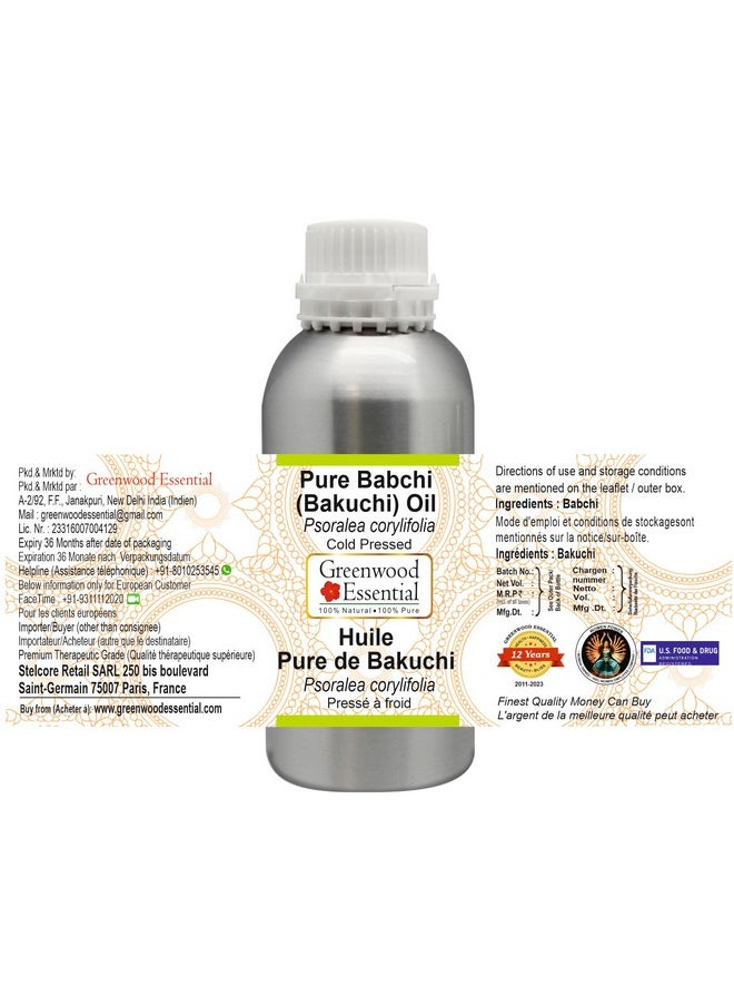 Greenwood Essential Pure Babchi (Bakuchi) Oil (Psoralea corylifolia) Natural Therapeutic Grade Cold Pressed 630ml (21 oz)