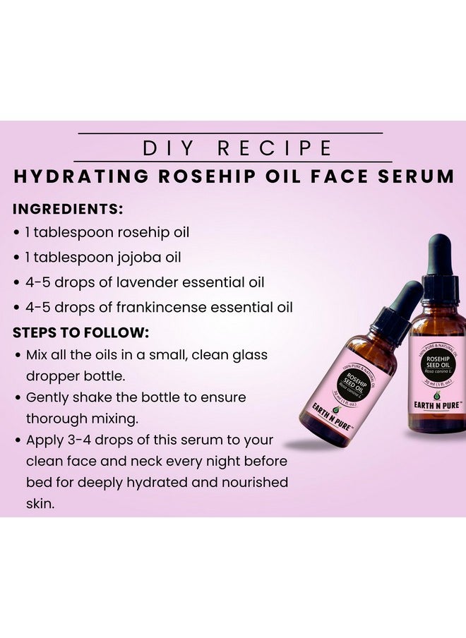 Earth N Pure Rosehip Oil Cold Pressed, Natural and Therapeutic Grade for Face with Glass Dropper 15 ml