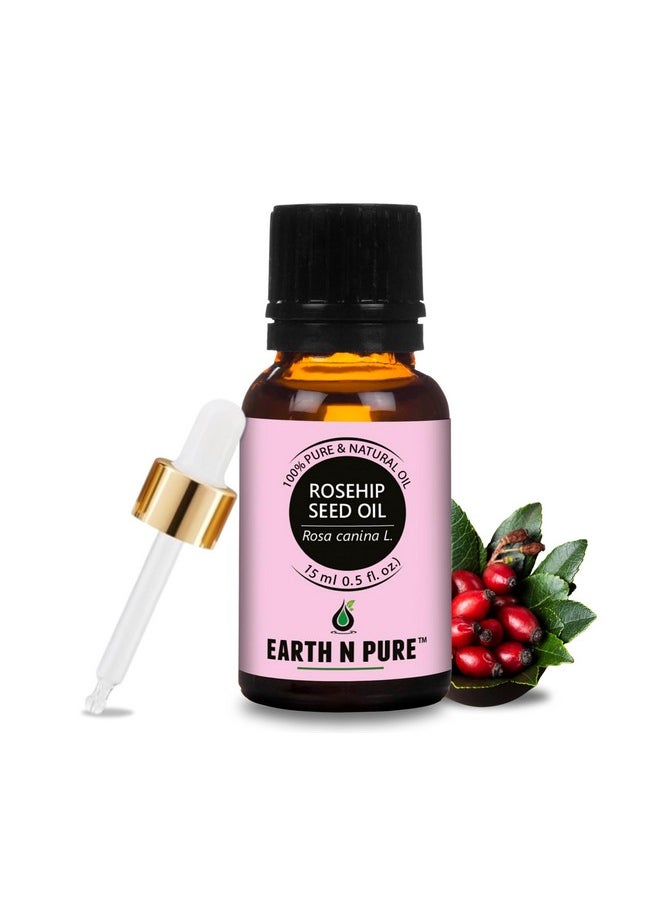 Earth N Pure Rosehip Oil Cold Pressed, Natural and Therapeutic Grade for Face with Glass Dropper 15 ml