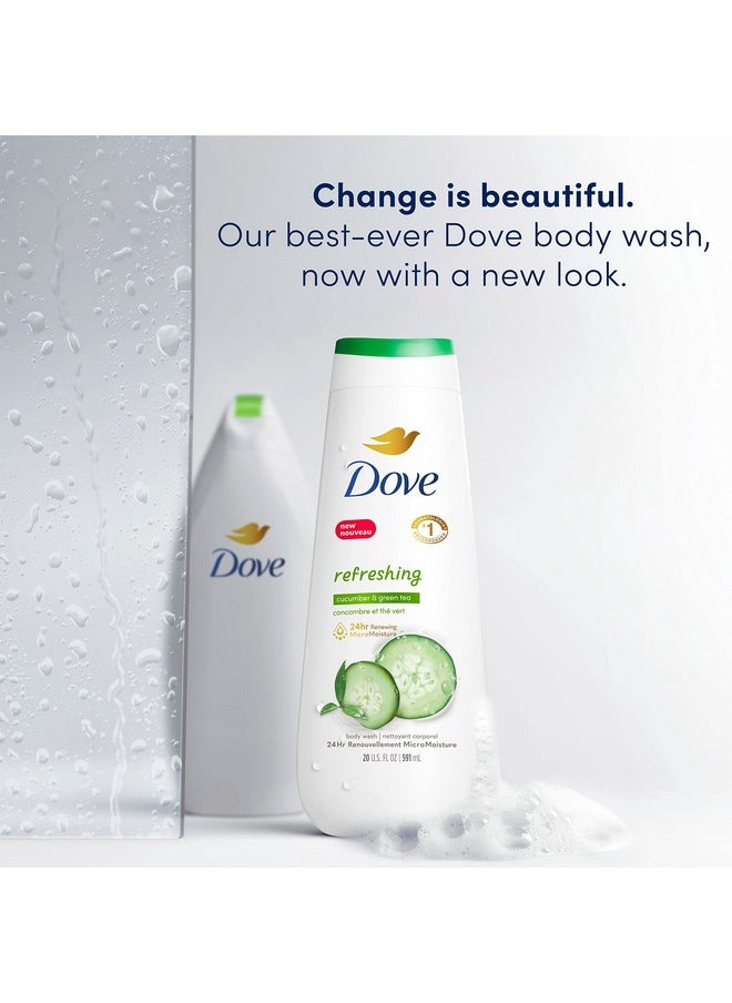 Dove Body Wash Refreshing Cucumber and Green Tea 4 Count Refreshes Skin Cleanser That Effectively Washes Away Bacteria While Nourishing Your Skin 20 oz