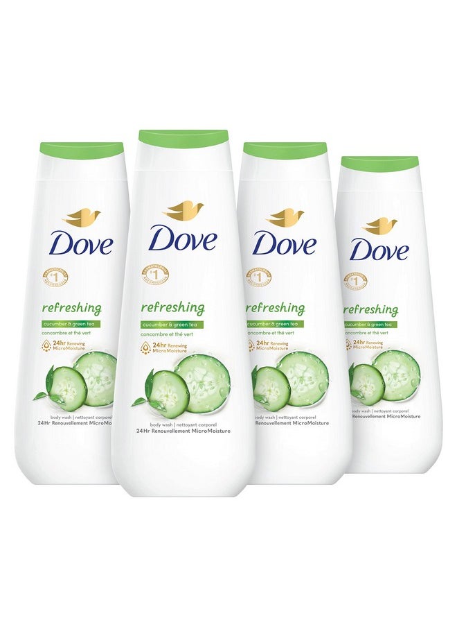 Dove Body Wash Refreshing Cucumber and Green Tea 4 Count Refreshes Skin Cleanser That Effectively Washes Away Bacteria While Nourishing Your Skin 20 oz