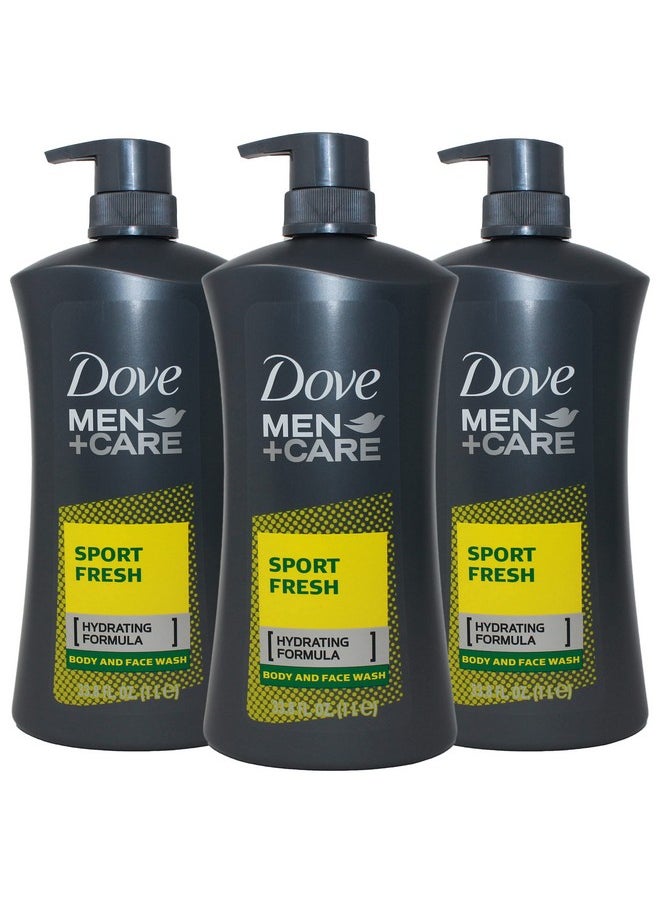 Dove Men+Care Sport Fresh Body Wash for Men, Hydrating Formula, 33.8 Ounce Pump Bottle (Pack of 3)