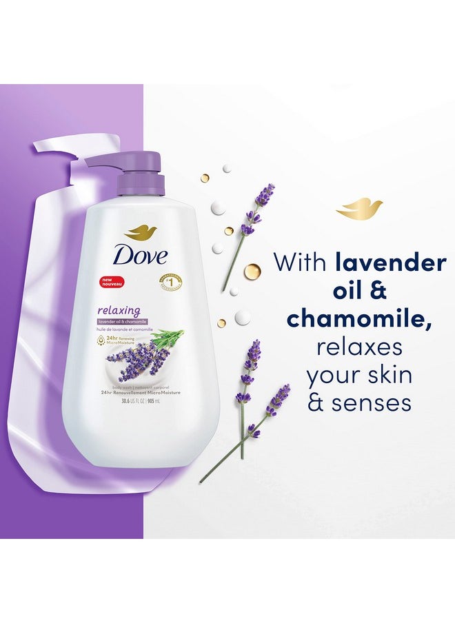 Dove Body Wash with Pump Relaxing Lavender Oil & Chamomile 3 Count for Renewed, Healthy-Looking Skin Gentle Skin Cleanser with 24hr Renewing MicroMoisture 30.6 oz