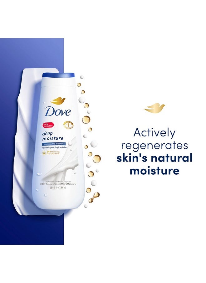 Dove Body Wash Deep Moisture 4 Count For Dry Skin Moisturizing Skin Cleanser with 24hr Renewing MicroMoisture Nourishes The Driest Skin 20 oz