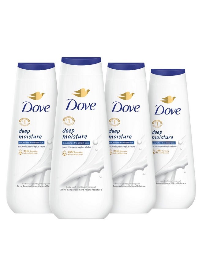 Dove Body Wash Deep Moisture 4 Count For Dry Skin Moisturizing Skin Cleanser with 24hr Renewing MicroMoisture Nourishes The Driest Skin 20 oz