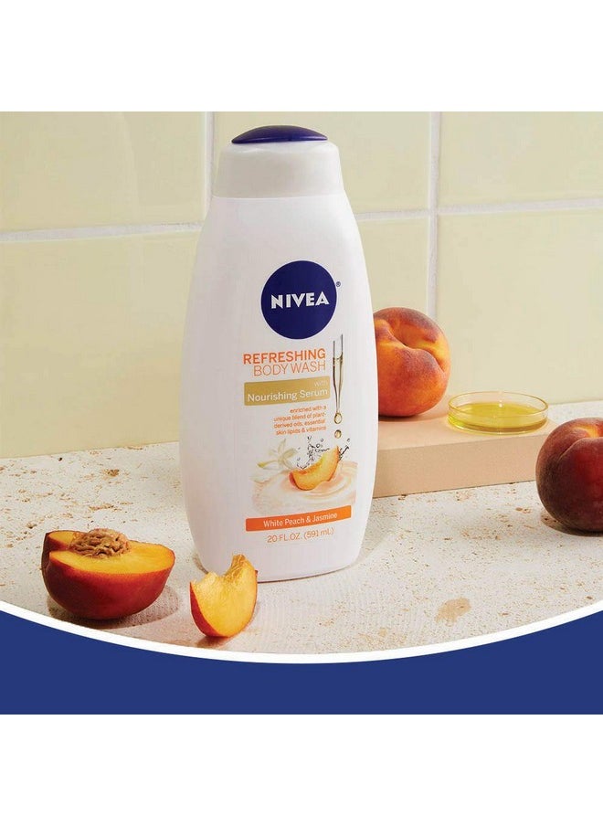 NIVEA White Peach and Jasmine Body Wash with Nourishing Serum, Pack of 3, 20 Fl Oz