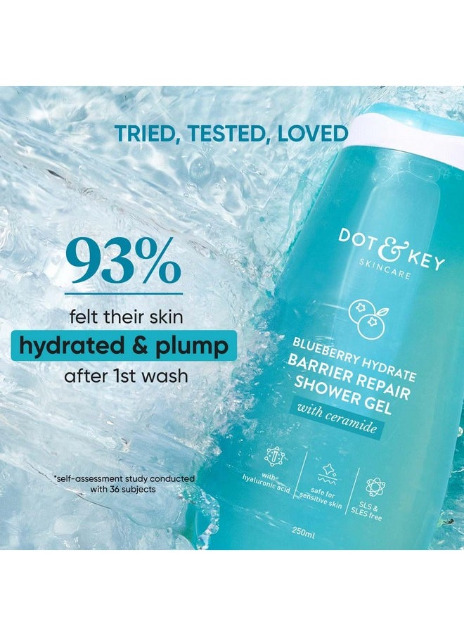 Dot & Key Blueberry Hydrate Barrier Repair Shower Gel | Sulphate Free & Non Drying | Body Wash For Sensitive, Dry & Normal Skin | 250ml