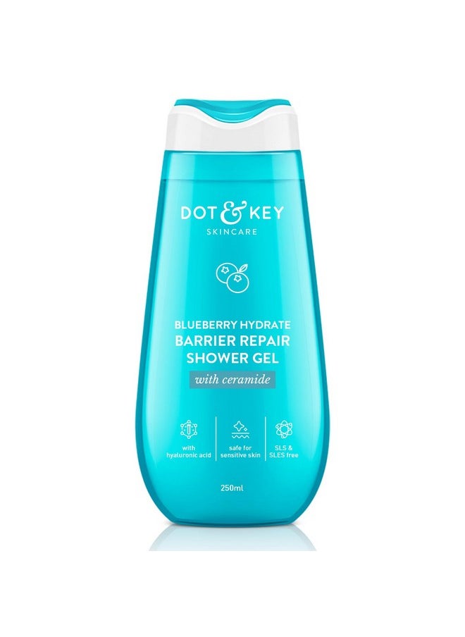 Dot & Key Blueberry Hydrate Barrier Repair Shower Gel | Sulphate Free & Non Drying | Body Wash For Sensitive, Dry & Normal Skin | 250ml