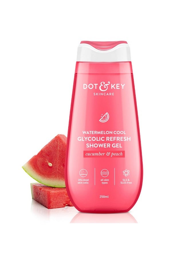 Dot & Key Watermelon + Glycolic Fresh & Cool Shower Gel For Glowing Skin | For All Skin Types | Hydrates Skin & Gently Exfoliates | Non Drying | 250 ml