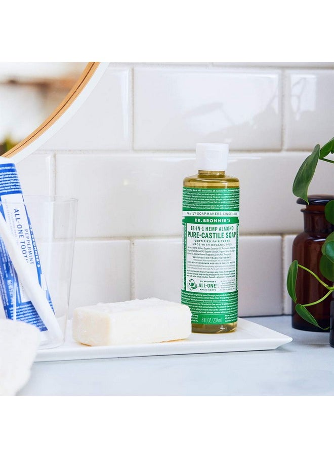 Dr. Bronner's - Pure-Castile Liquid Soap (Almond, 16 ounce, 2-Pack) - Made with Organic Oils, 18-in-1 Uses: Face, Body, Hair, Laundry, Pets and Dishes, Concentrated, Vegan, Non-GMO