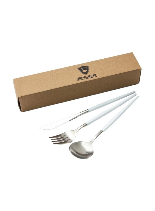 3-Piece Stainless Steel Cutlery Set White/Silver