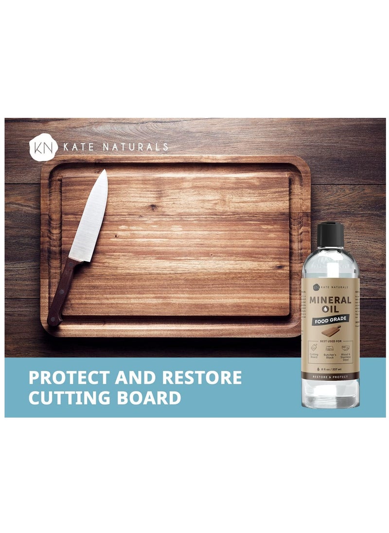 Mineral Oil for Wood Cutting Board Oil, Butcher Block, and Knife. Food Grade Mineral Oil for Wooden Cutting Board (8oz, Food Safe Oil) Brand: Kate Naturals