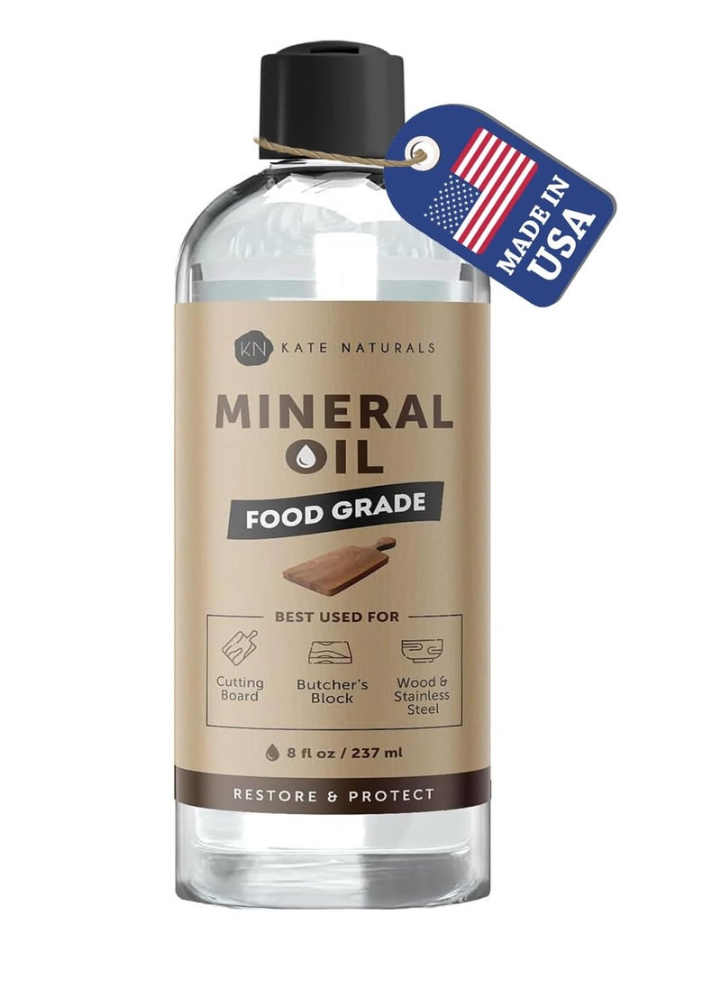 Mineral Oil for Wood Cutting Board Oil, Butcher Block, and Knife. Food Grade Mineral Oil for Wooden Cutting Board (8oz, Food Safe Oil) Brand: Kate Naturals