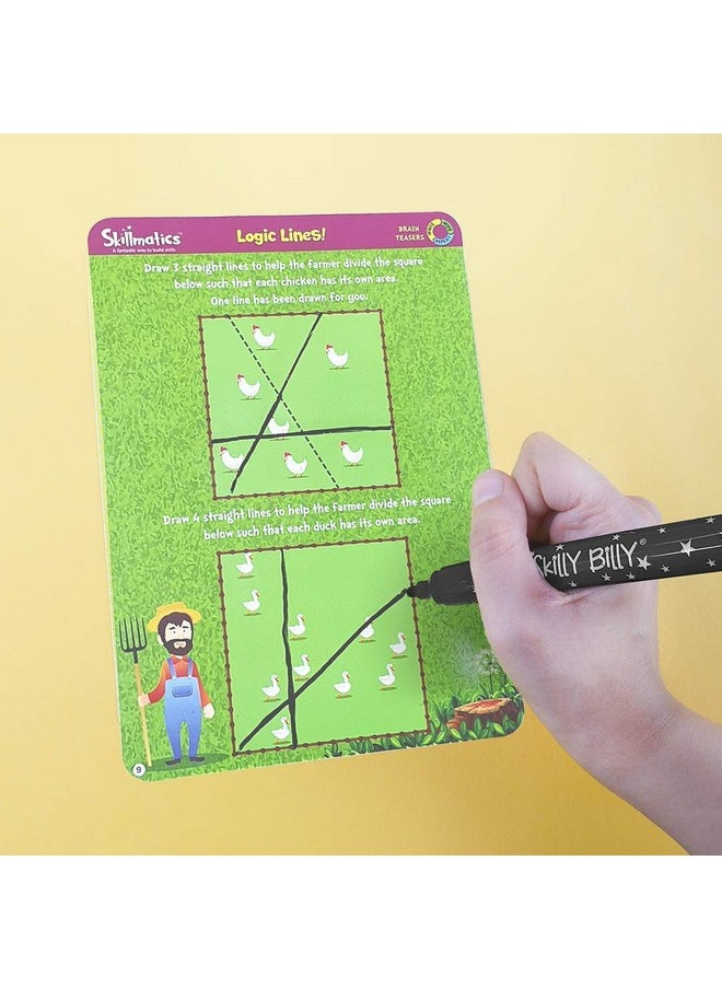 Skillmatics Educational Game: Brain Teasers | Gifts, Travel Toy & Learning Tools for 6 Year Olds and Up | Reusable Activity Mats with Dry Erase Marker