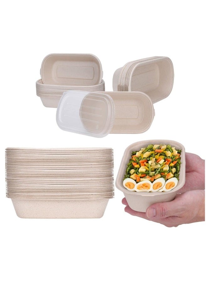 Paper Bowls with PP Lids 50 Pcs Compostable Biodegradable Disposable Soup Serving Bowls Bulk Party Supplies for Hot Cold Food Soup Ice Cream Salad Soup Snack Dessert 28 OZ