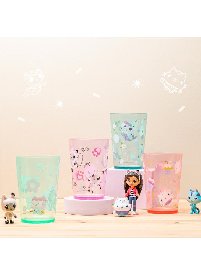 Dreamworks Gabby'S Dollhouse Nesting Tumbler Set For At Home, 14.5Oz Non-Bpa Plastic Cups, 4-Pack (Gabby, Pandy Paws, Cakey Cat, Mercat, Kitty Fairy, Baby Box)