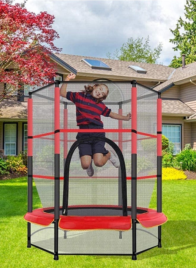 5.5 Feet Portable Indoor And Outdoor Jumping Trampoline With Safety Net 140x140x160cm