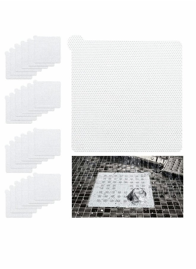 Disposable Hair Catcher Shower Drain Mesh Stickers 6 Inch 25PCS White Square Drain Floor Sink Strainer Filter for Bathroom and Kitchen