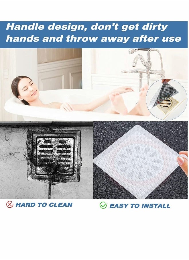 Disposable Hair Catcher Shower Drain Mesh Stickers 6 Inch 25PCS White Square Drain Floor Sink Strainer Filter for Bathroom and Kitchen