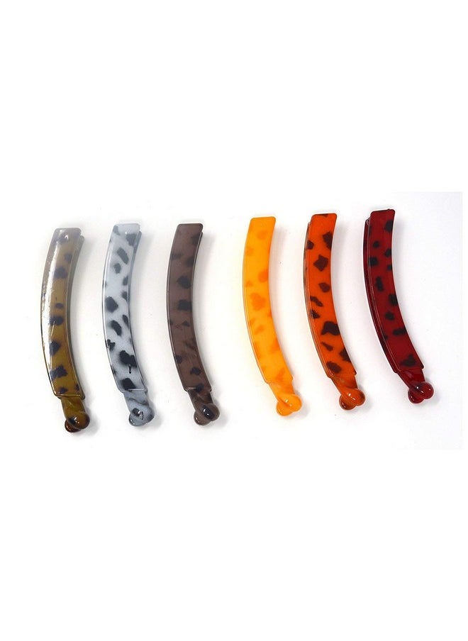 MANODHRUVA 6pcs Women's Tiger Print Banana Hair Clips, 10 cm, 6 PCS