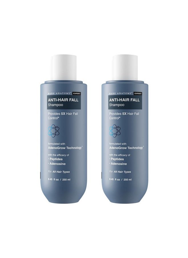 Bare Anatomy Hair Fall Control Shampoo | Provides 5x Hair Fall Control | Adenosine & Peptides | For Dry & Frizzy Hair | Sulphate & Paraben Free | DHT Blocker | Women & Men | 250ml (Pack of 2)