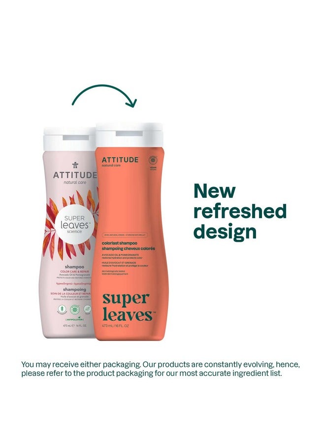 ATTITUDE Colorlast Hair Shampoo, EWG Verified, For Color Treated Hair, Protects Color, Naturally Derived Ingredients, Vegan and Plant Based, Avocado Oil and Pomegranate, 16 Fl Oz