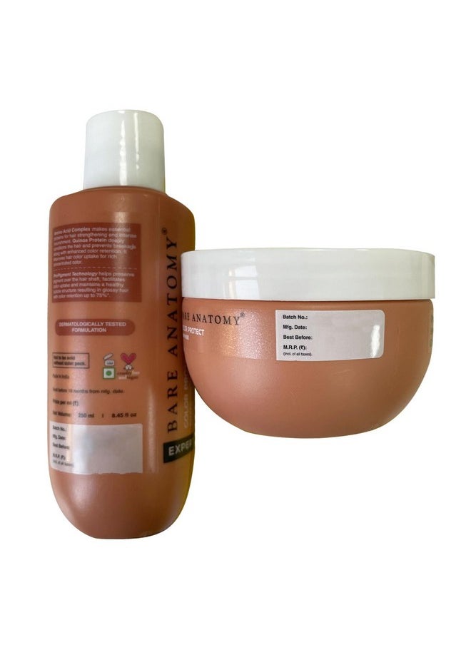 Bare Anatomy Color Protect Shampoo + Hair Mask Kit for Coloured and Treated Hair | Provides 8 Weeks of Protection, Contains 17 Amino Acid Complex & Quinoa Protein, For Dry & Frizzy Hair, 250ml + 250g