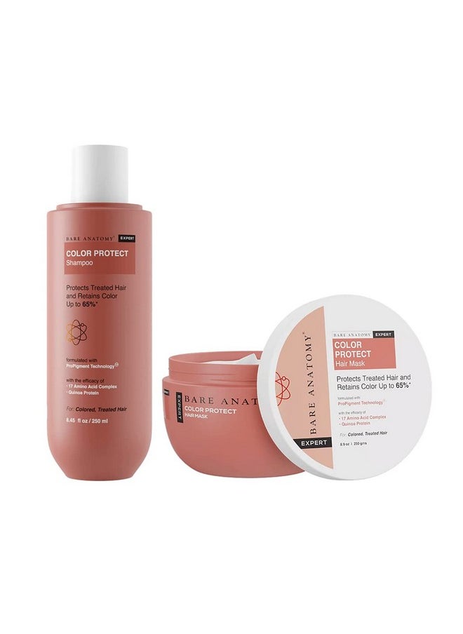 Bare Anatomy Color Protect Shampoo + Hair Mask Kit for Coloured and Treated Hair | Provides 8 Weeks of Protection, Contains 17 Amino Acid Complex & Quinoa Protein, For Dry & Frizzy Hair, 250ml + 250g
