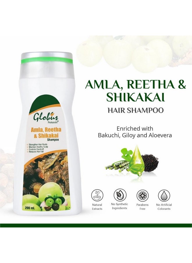 Globus Remedies Amla, Reetha and Shikakai Hair Shampoo, 200 ml (Pack of 3)