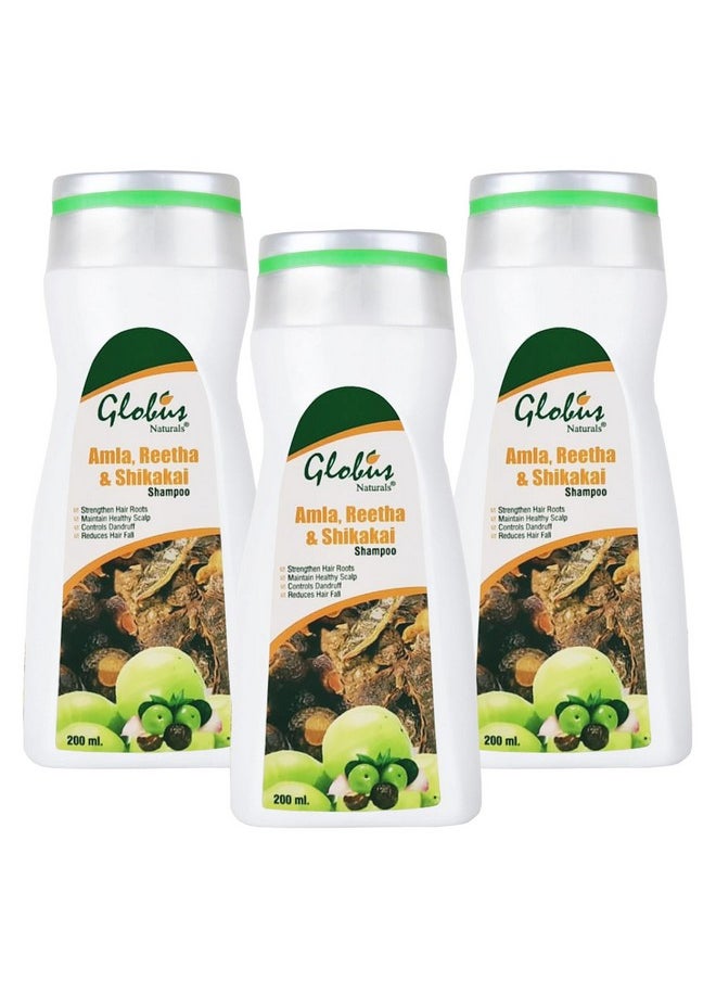 Globus Remedies Amla, Reetha and Shikakai Hair Shampoo, 200 ml (Pack of 3)