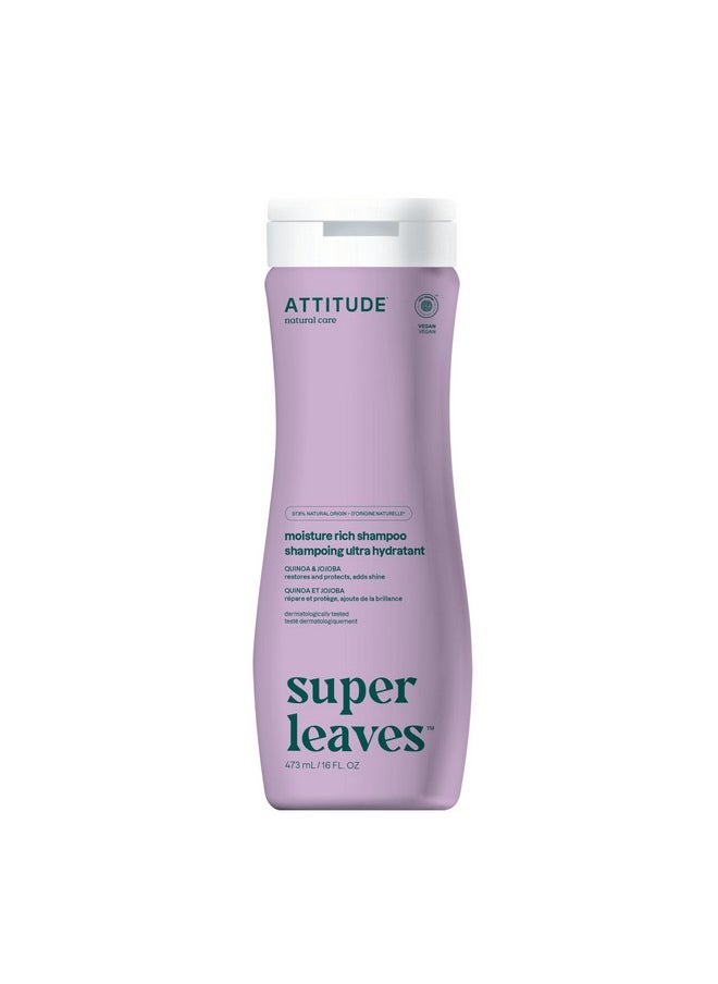 ATTITUDE Moisture Rich Hair Shampoo, EWG Verified, For Dry and Damaged Hair, Naturally Derived Ingredients, Vegan and Plant Based, Quinoa and Jojoba, 16 Fl Oz