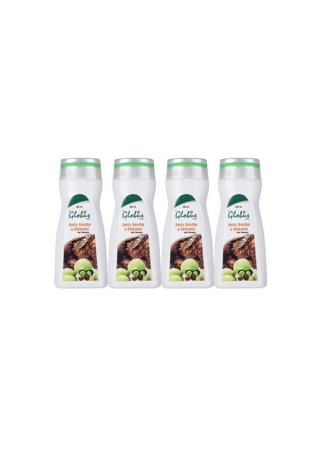 Globus Remedies Amla Reetha Shikakai Hair Shampoo, 200 ml (Pack of 4)