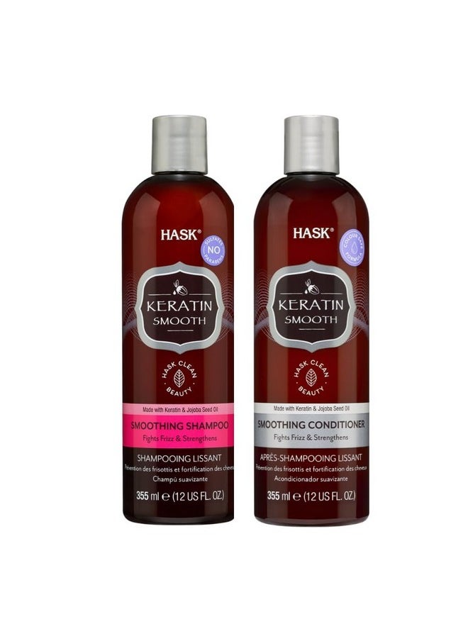 HASK Keratin Smooth Shampoo & Conditioner - 355 Ml Each | For Frizzy Chemically Treated Hair |Sulfate & Paraben Free