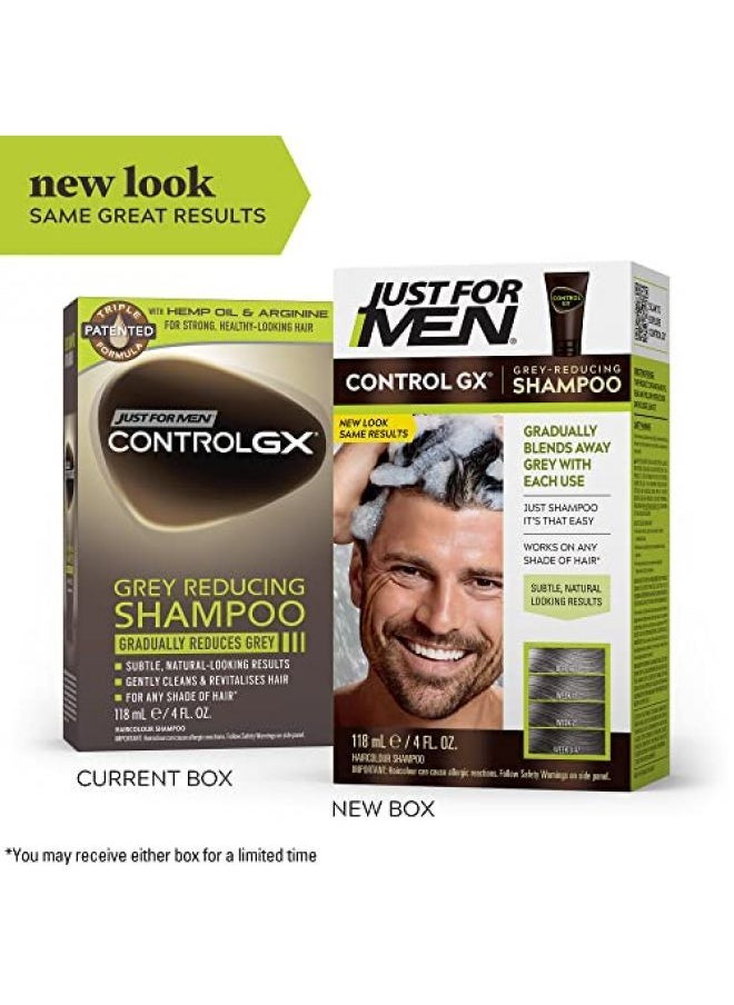 Just For Men Control GX Grey Reducing Shampoo, Gradual Hair Color for Stronger and Healthier Hair, 4 Fl Oz (Pack of 1) - Packaging May Vary